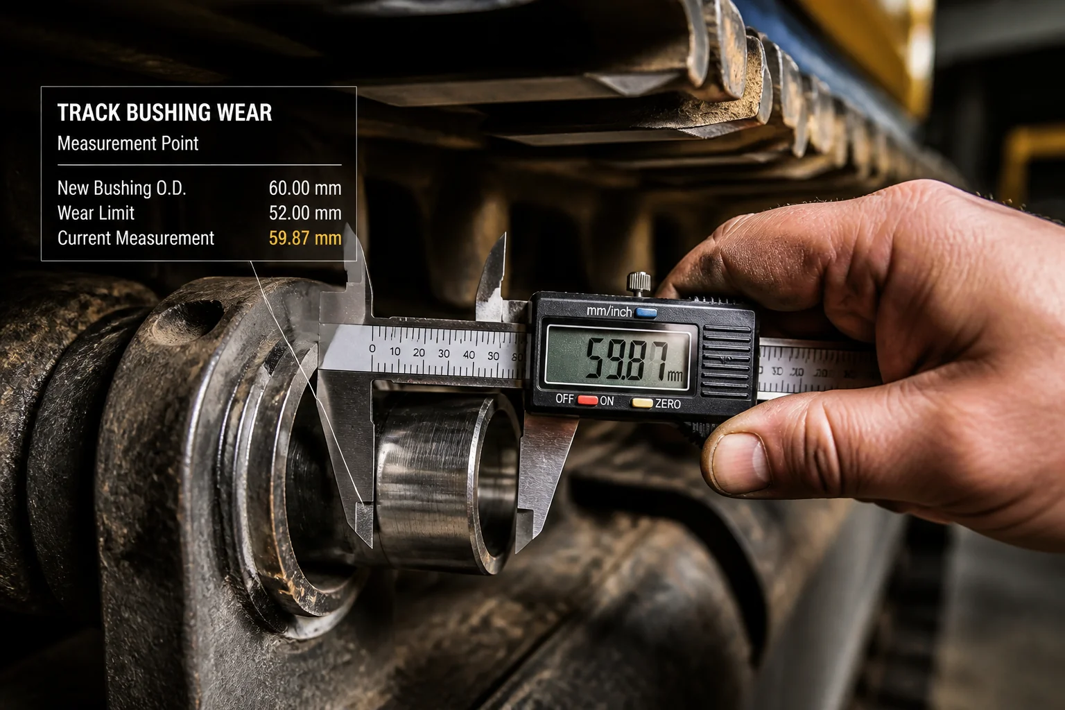 Ultrasonic measurement of excavator track link height to calculate residual wear life